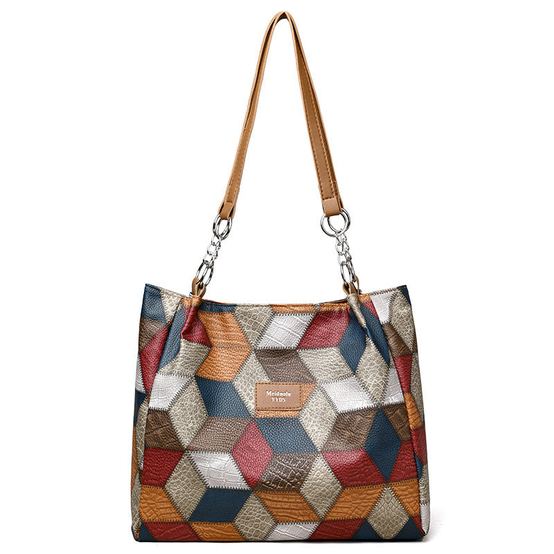 Sac à Main Femme avec Motifs Géométriques Rétro