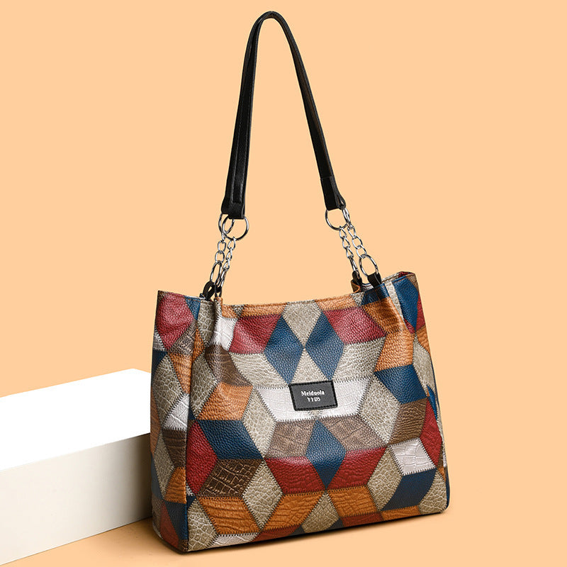 Sac à Main Femme avec Motifs Géométriques Rétro